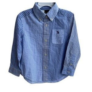 NWT Polo Ralph Lauren Boys Long Sleeve Seersucker Button Down Sz 3T